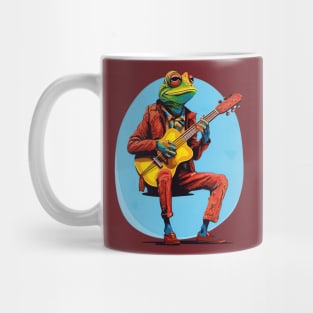 Cute Frog Playing Guitar Funny Idea Mug